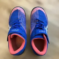 asics キッズスニーカー 青/ピンク ベルクロ付き