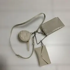 ベージュ クロコダイル型押し ショルダーバッグ
