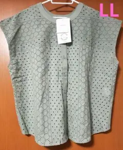 新品タグ付き☆SEASONREASON☆綿100%カットレース　ブラウスLL