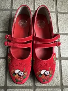 キャンディストリッパー　パンダ　刺繍　ベロア　カンフーシューズのサムネイル
