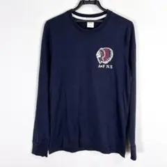 【Abercrombie&Fitch】ネイビー 刺繍 ロングTシャツ メンズ S
