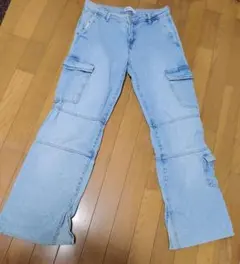 最終お値下げ‼️ZARA カーゴパンツ フレア ライトブルー