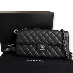 シャネル イーストウエスト ココマーク キャビアスキン チェーンショルダーバッグ