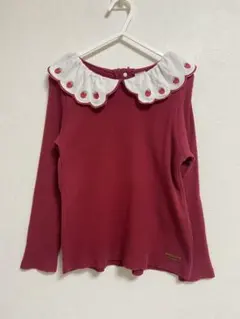 バースデイ フタフタ futafuta いちご刺繍衿リブTシャツ 120cm