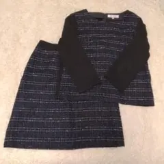 INDIVI　セットアップ　ノーカラー　Mサイズ　ツイード　スーツ　セレモニー