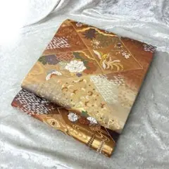 帯 袋帯 正絹 ゴールド系 古典柄 華やか 着物 和装 昭和レトロ