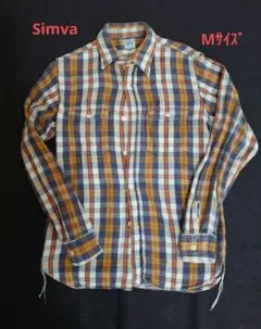 ●used●Simva　ネルシャツ　茶系　Mサイズ●ゆうゆうメルカリ便●