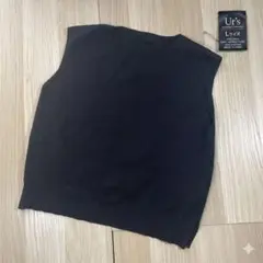 ur's ユアーズ フレンチスリーブ ニットベスト トップス ブラック Lサイズ