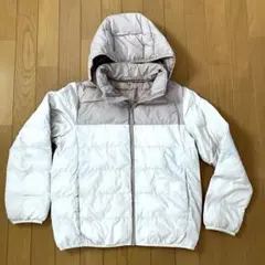 UNIQLO フード付きダウンコート　ホワイト/ベージュ　140