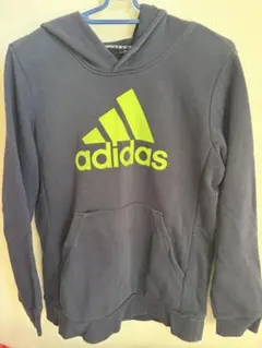 adidasアディダス パーカー J160 ブラック ネオンイエロー ビッグロゴ
