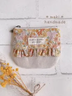 ミニポーチ＊ハンドメイド＊リバティ風小花柄