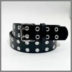 スタッズベルト　ブラック　黒　ダブルピンベルト　y2kスケーター