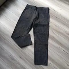 【新品未使用】グレー チェック柄 メンズパンツスラックス 裏起毛 ゴルフ
