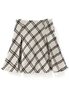 GRL ダイヤチェック柄ツイードフレアミニスカート