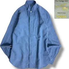 J6021美品バルバダンディライフ スタンドカラーリネンシャツ 水色 38/15