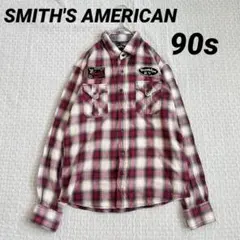 90s SMITH'S AMERICAN オンブレチェックシャツ グランジ 赤
