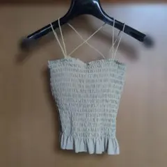 シャーリング ビスチェ キャミソール フリル　パット付き