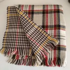 チェック　千鳥格子　大判ストール　マフラー　リバーシブル　秋冬