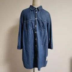 【大きいサイズ】デニムブルー シャツワンピース