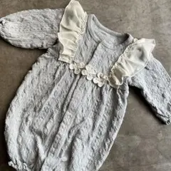 出産準備　新生児　ロンパース　2way ドレスオール　カバーオール　水色