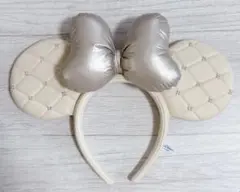 ミニー キルティング カチューシャ シルバーリボン　ベージュ　新作