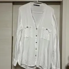 ZARA 長袖シャツ ホワイト Lサイズのサムネイル