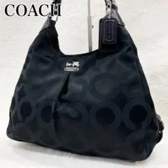 極美品✨コーチ ハンドバッグ オプアート ナイロン×レザー ブラック