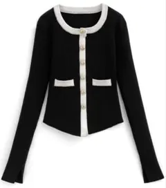 グレイル　GRL バイカラーショート丈ニットカーディガン ［at2410］