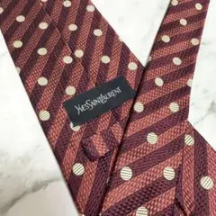 Yves Saint Laurent ネクタイ ドット ストライプ レッド