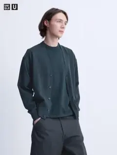 ユニクロU Vネックカーディガン ネイビー XL