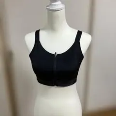 【胸を小さく見せる】ブラック　ジッパー付きブラジャー　75D