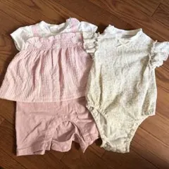 ベビー服 女の子向け ロンパース ピンク 黄色 2着セット サイズ70