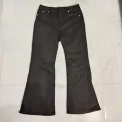 チノパン フレアパンツ ブーツカット レディース ブラック ストレッチ M〜Ｌ