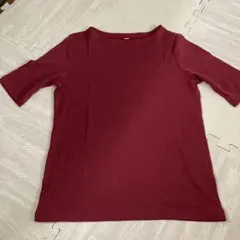 ♪ UNIQLO　ユニクロ　リブ　バードネック　五部袖　オフィス　シンプル