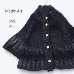 a386▶カーディガン　羽織り　七分袖【M-L】グレー　ハイネック　毛混　日本製