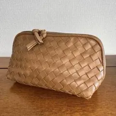Bottega Veneta ベージュ レザー イントレチャート　ポーチ