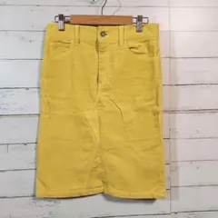 コーデュロイ　タイト　スカート　イエロー　レディース　L　ひざ上丈　カジュアル