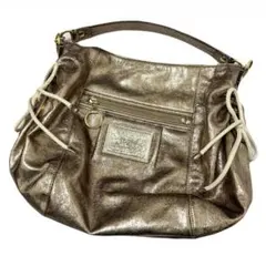 y2k❤️ COACH poppy サイドギャザー リボン メタリック バッグ