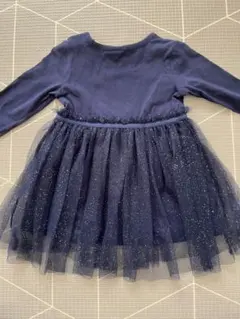 【H&Mベビー】ネイビーの長袖フレアワンピース