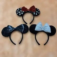 ディズニー カチューシャ まとめ売り ミニー ブラック 3点セット　赤リボン　他