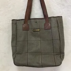 ポロ　ラルフローレン　チェック柄トートバッグ ブラウン系