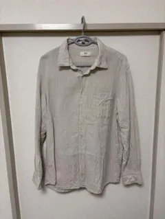 リネン ベージュ 長袖シャツ
