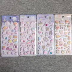 もちもち　マシュマロ　ぷくぷく　ぷっくりシール　４枚セット