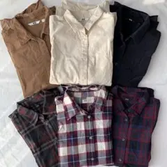 ①ユニクロ　コーデュロイ　フランネルシャツ S