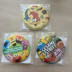 USJ 缶バッジ 3種セット ウッディー・ウッドペッカー セサミストリート