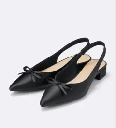 GU ジーユー 24.5 リボン バックベルト パンプス ローヒール