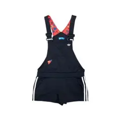 adidas サロペット　つなぎ　短パン　フラワー　ブラック　M 古着　8Laのサムネイル
