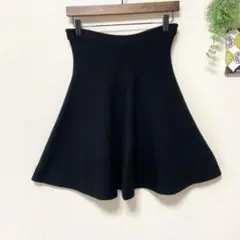 【フルールドショップ】 黒 フレアスカート ニット素材 ウエストゴム 地雷系にも