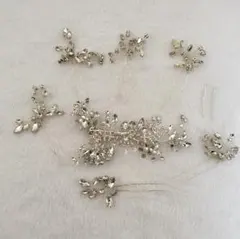 シルバークリスタルヘッドドレス 7個セット(ヘアピン付)