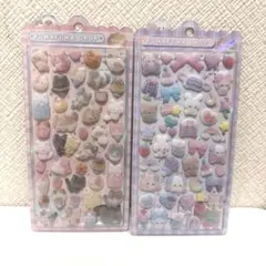 【正規品】フワフワドロップ フロッキーシール 2枚セット　ねこねこ　ぬいぬい